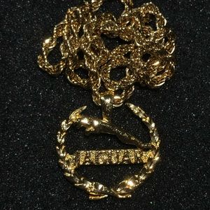 Vintage Car brand “Jaguar” pendant gold necklace.